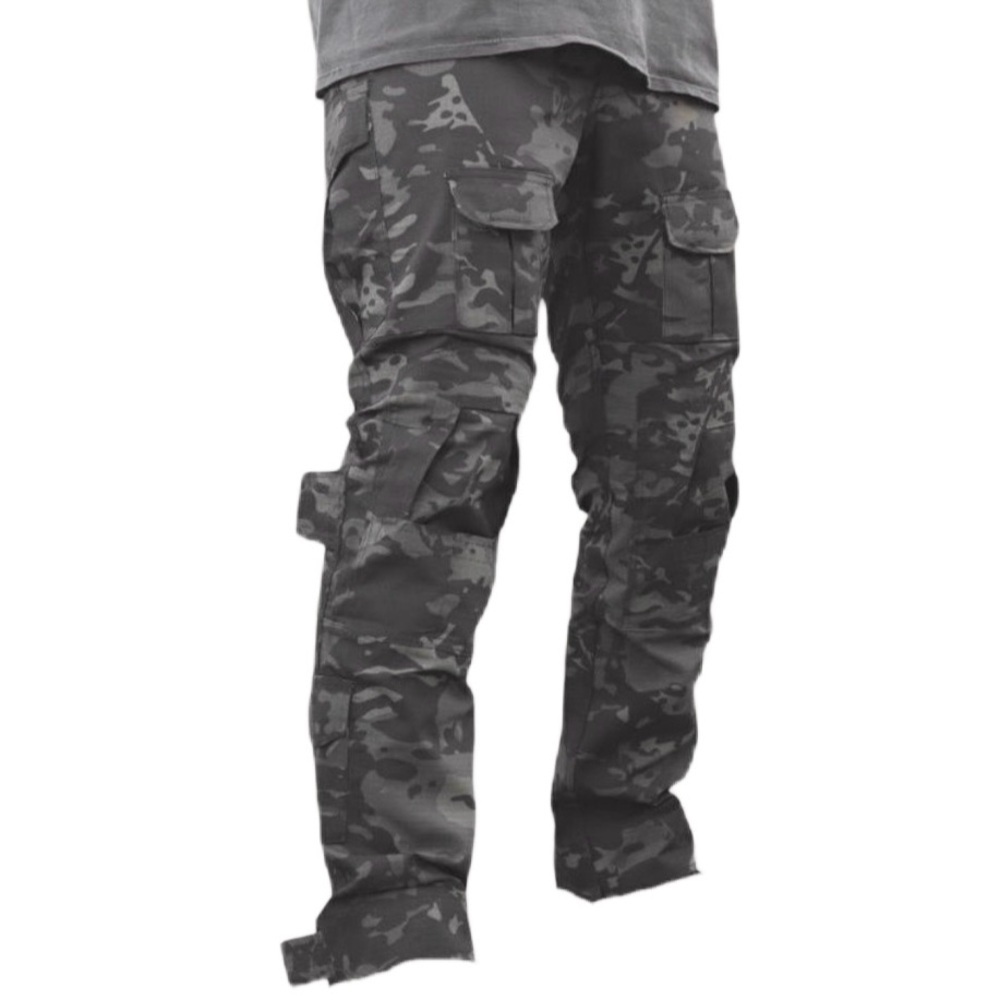 Tactical Combat Cargo Pants W38 L31 Dark Camo Low Rise Gray Black Technical EUC